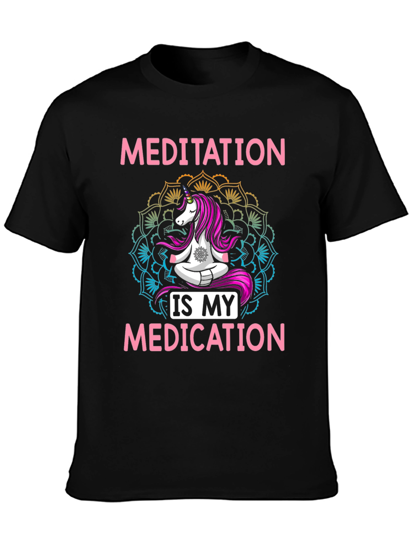 Black Meditation is My Medication Unicorn T-Shirt view 3