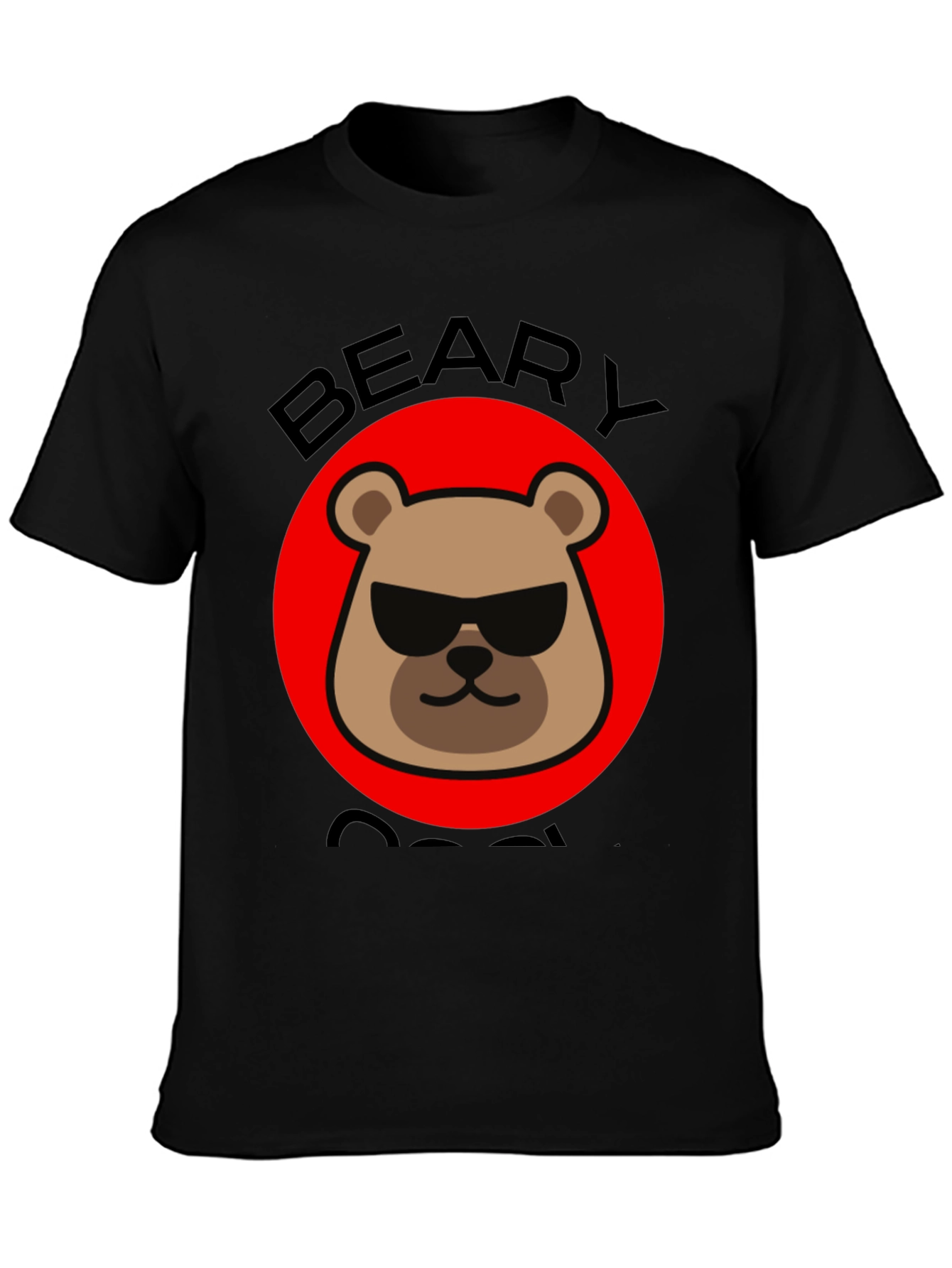 Black Beary Cool Graphic T-Shirt - Black Crew Neck Tee view 3