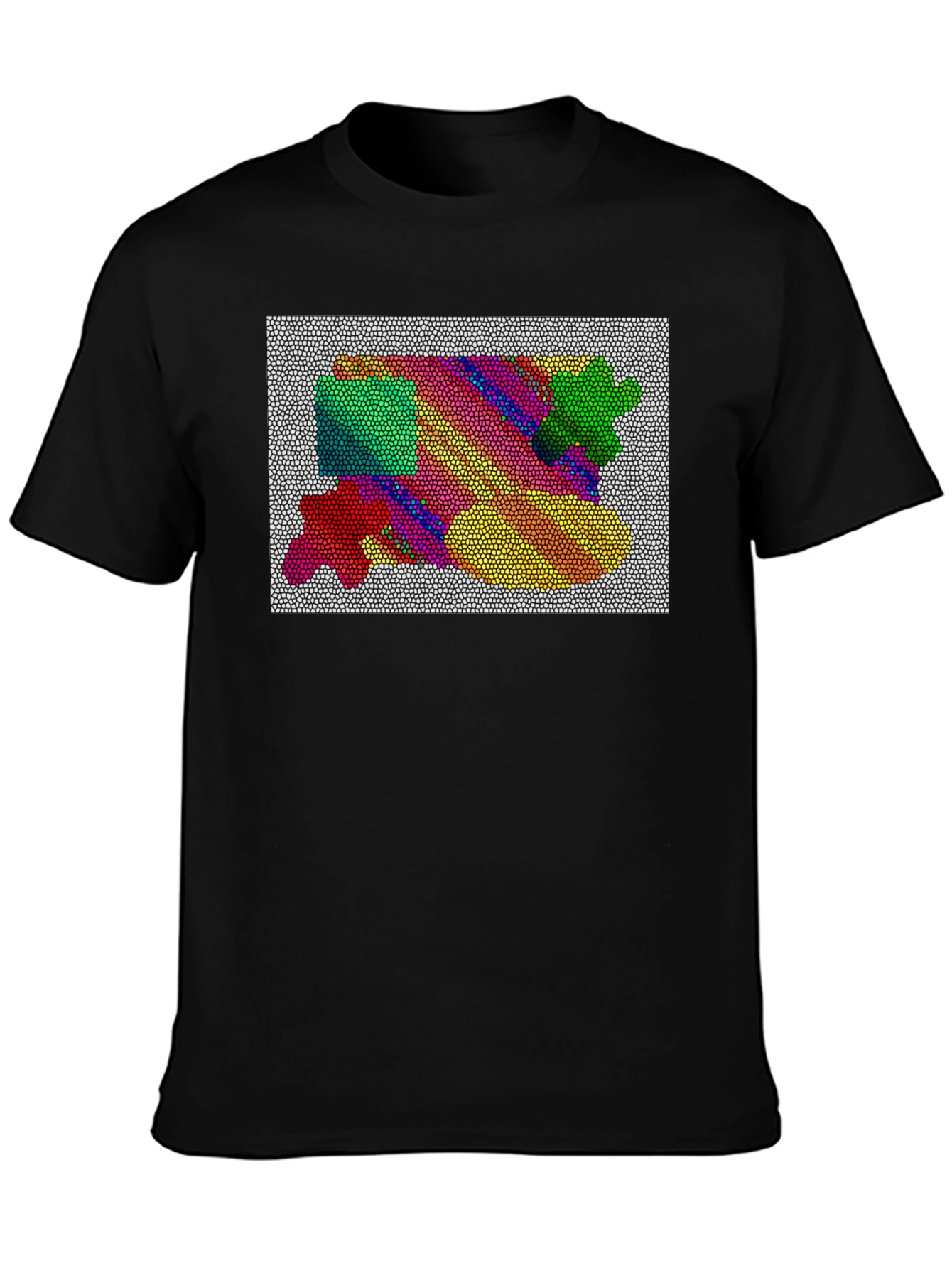 Black Abstract Mosaic Graphic Tee - Artistic Black T-Shirt view 3