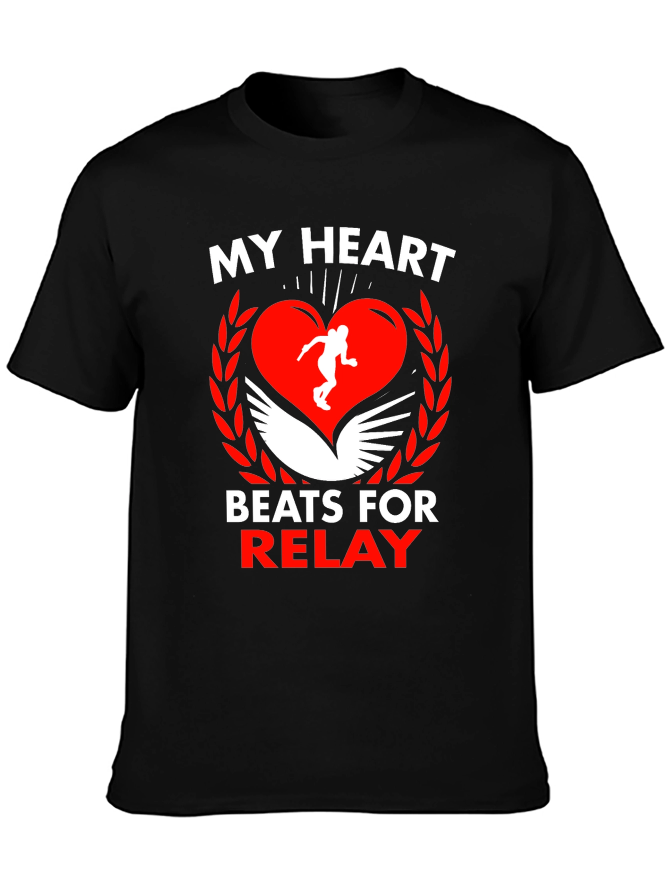 Black My Heart Beats for Relay Black T-Shirt view 3
