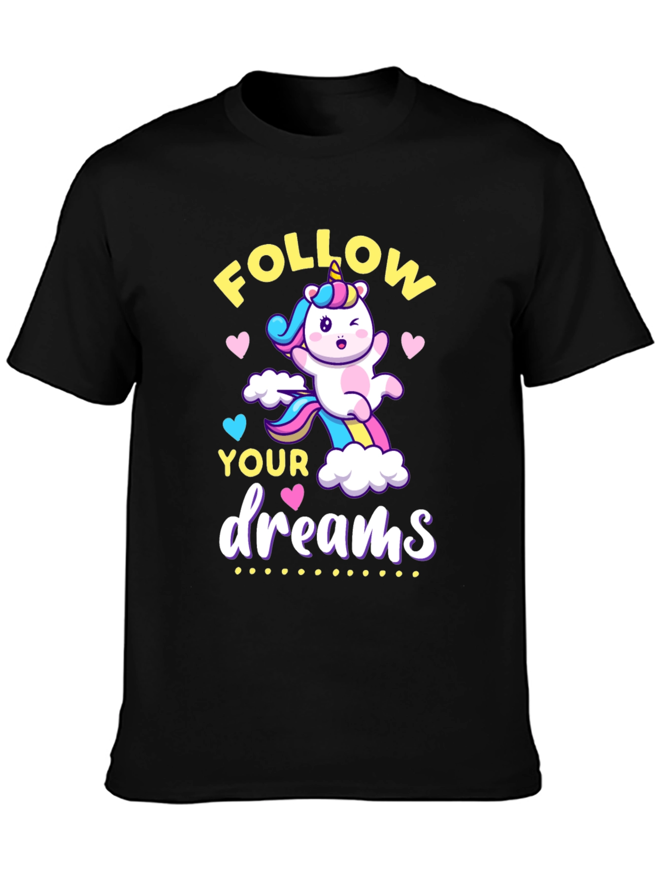 Black Follow Your Dreams Unicorn Graphic Tee view 3
