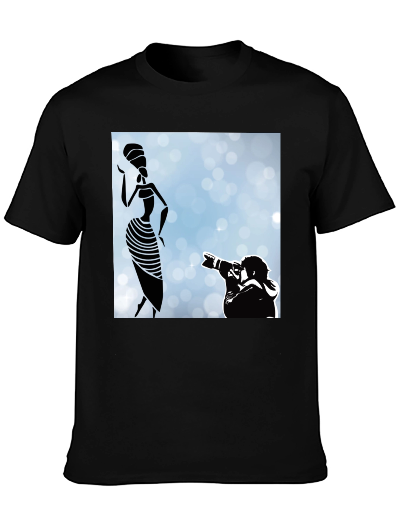 Black Stylish Black Graphic Tee - Fashion Photographer view 3