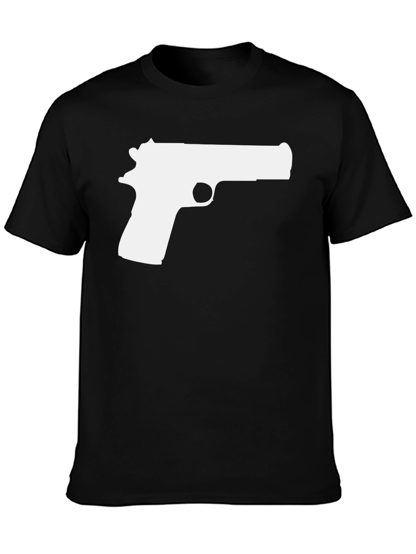 Black Pistol Graphic Tee - Black Cotton T-Shirt view 3