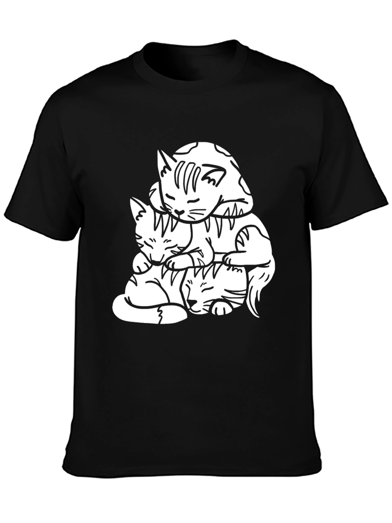 Black Cute Cats Graphic T-Shirt view 3