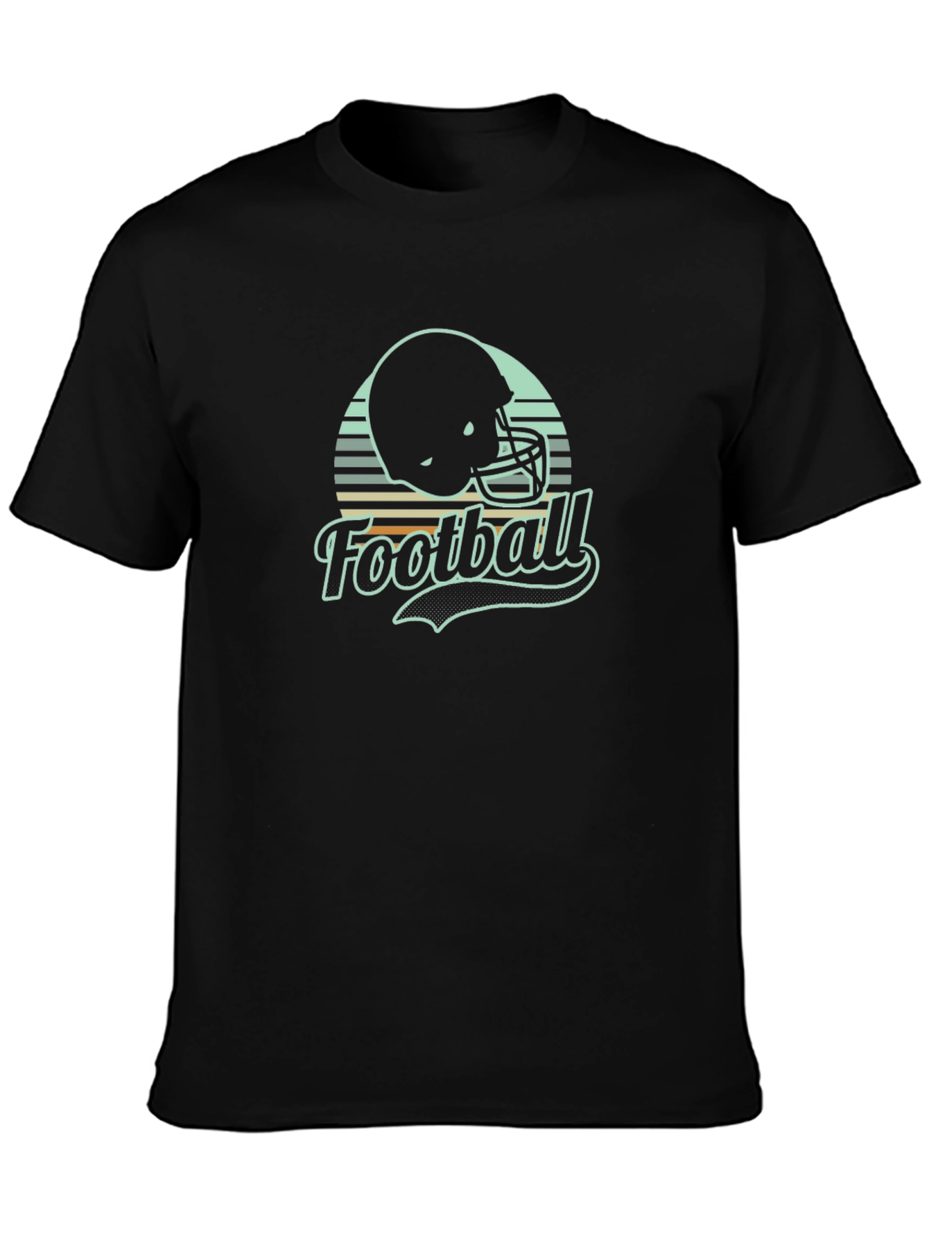 Black Retro Football Helmet Graphic Tee view 3