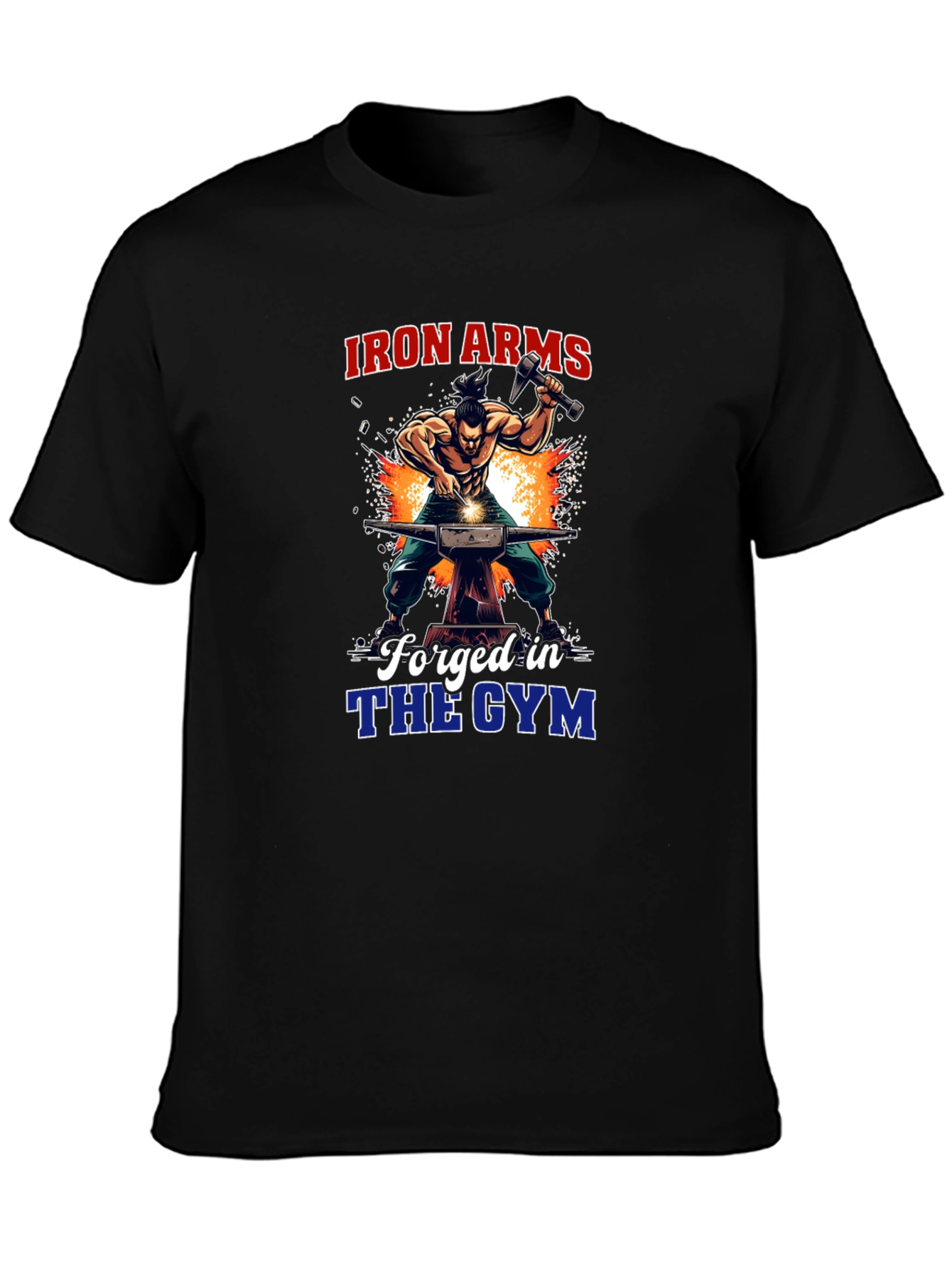 Black Iron Arms Forged in the Gym Black T-Shirt view 3