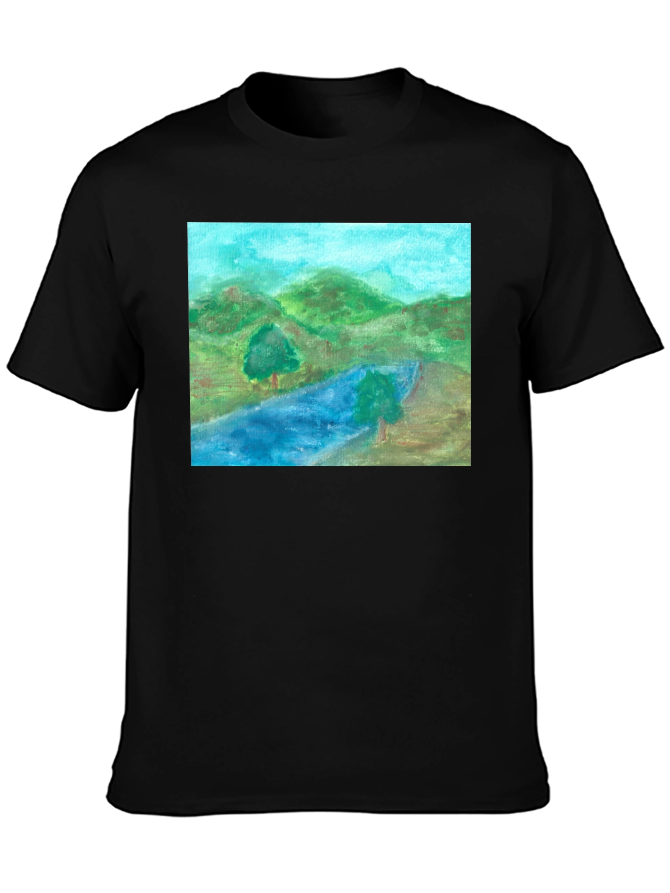 Black Scenic Landscape Black T-Shirt view 3