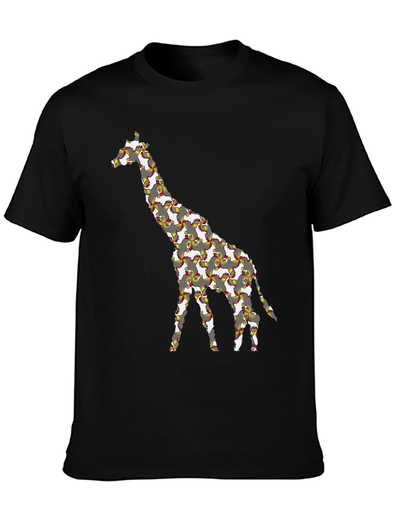 Black Giraffe Chicken T-Shirt - Quirky Animal Print Tee view 3