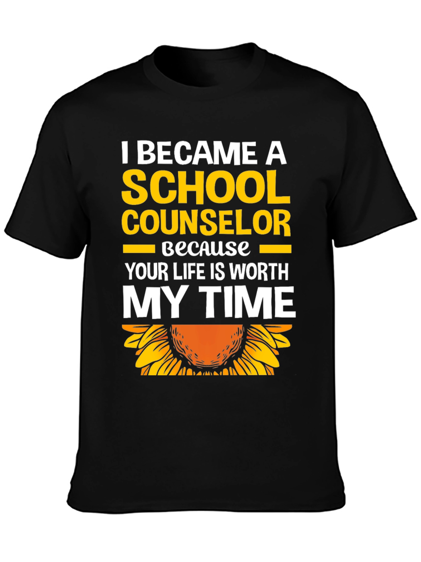 Black School Counselor Sunflower Graphic T-Shirt view 3