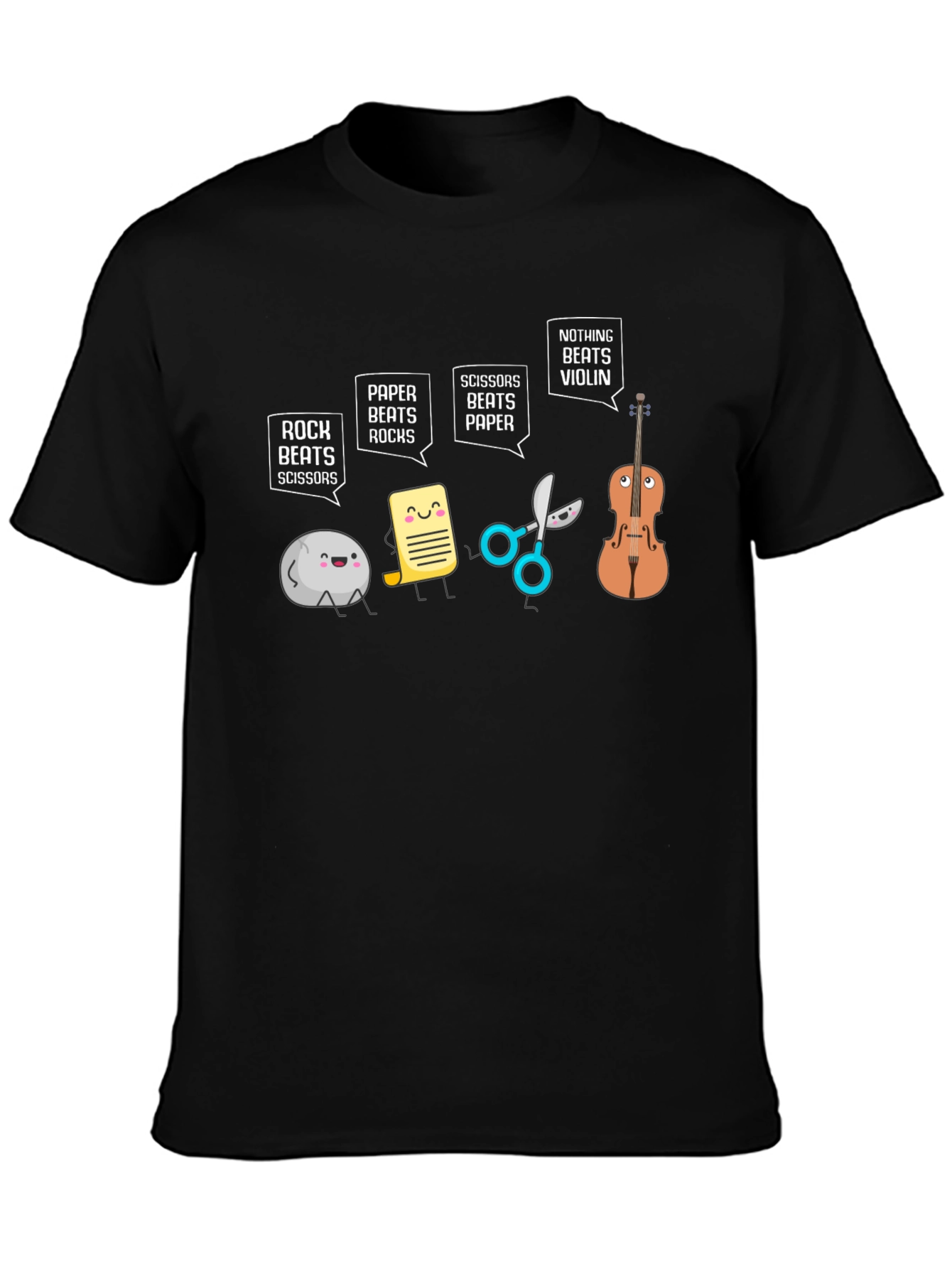 Black Rock Paper Scissors Violin T-Shirt view 3