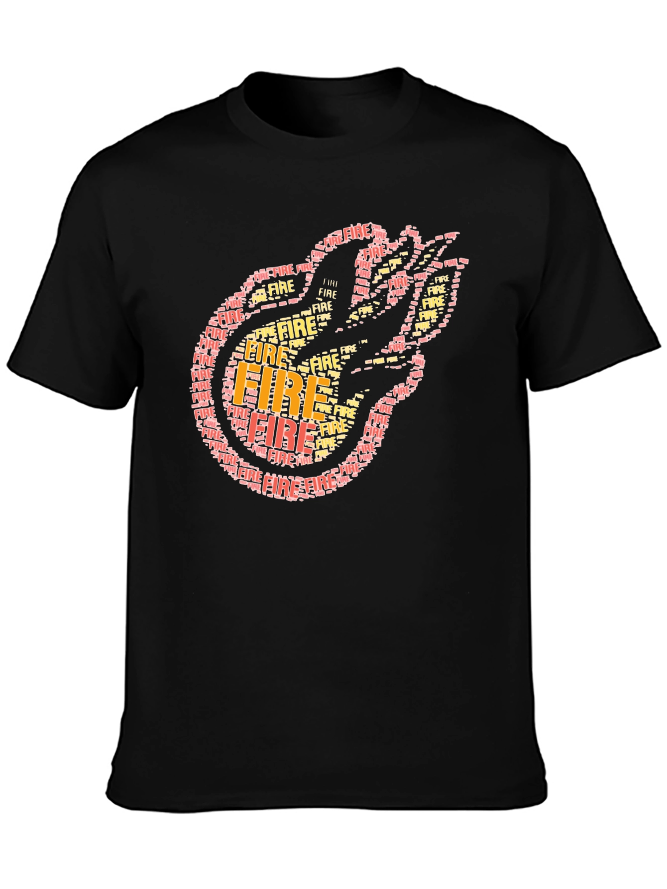 Black Fire Word Art Graphic Tee - Trendy Black T-Shirt view 3