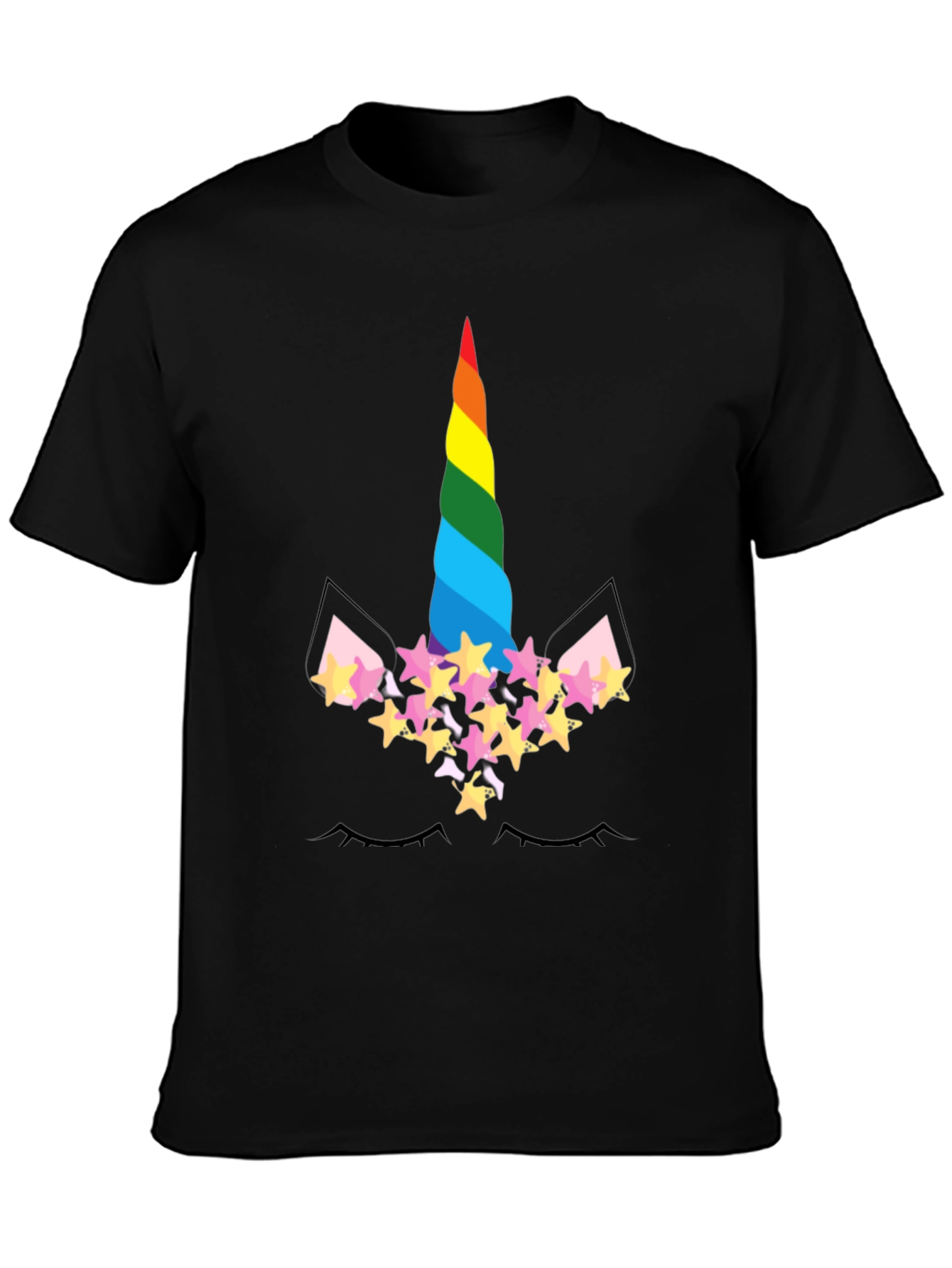 Black Unicorn Rainbow T-Shirt view 3