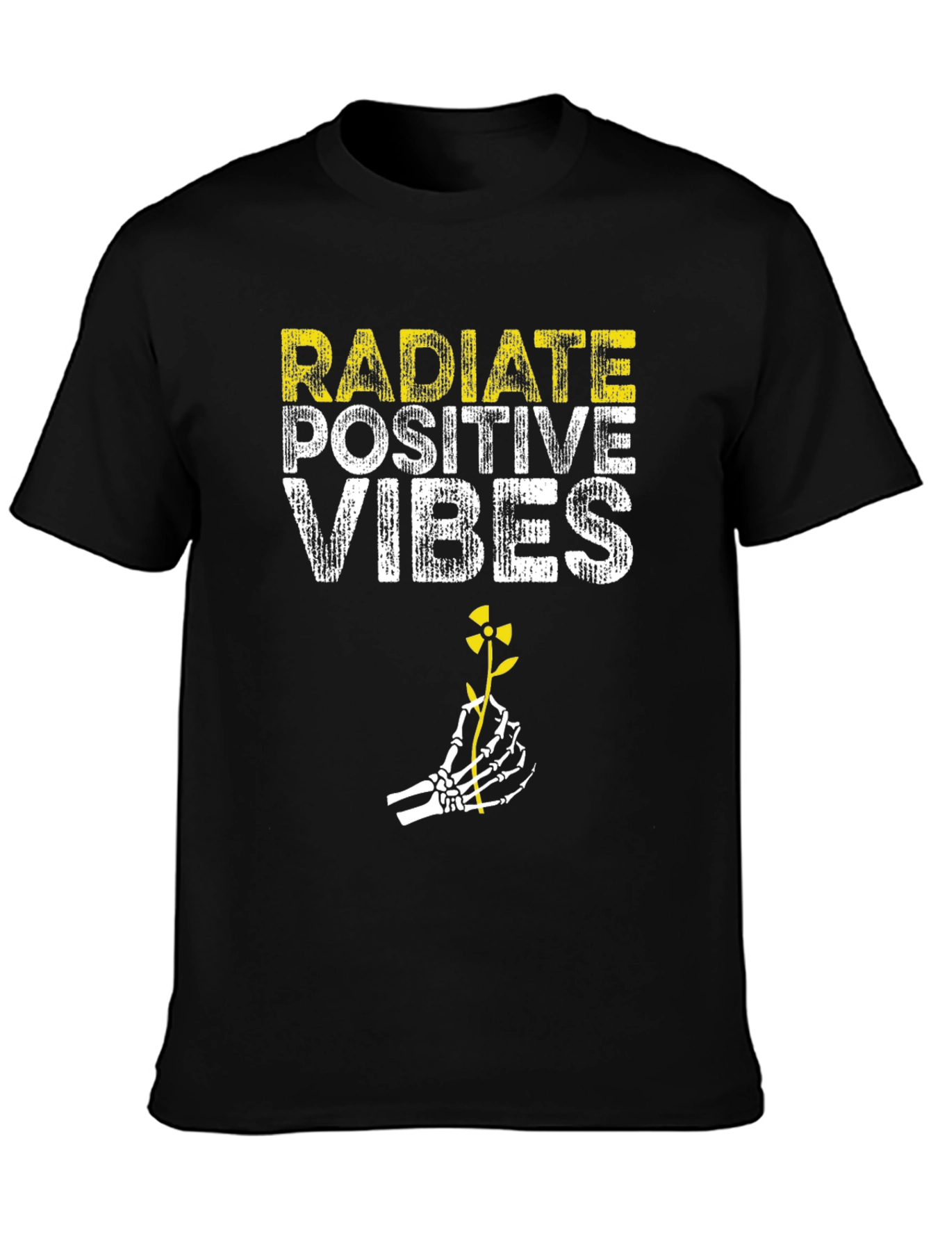 Black Radiate Positive Vibes Black Graphic T-Shirt view 3