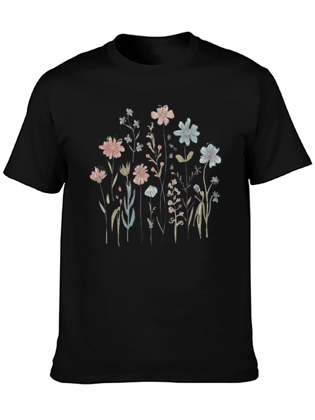 Black Floral Print Black T-Shirt view 3