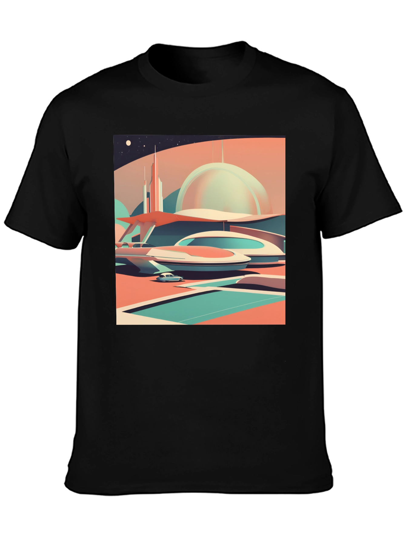 Black Retro Futuristic Graphic Tee view 3