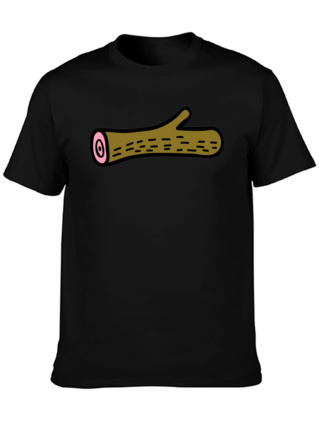 Black Funny Log Graphic Tee - Black Cotton T-Shirt view 3