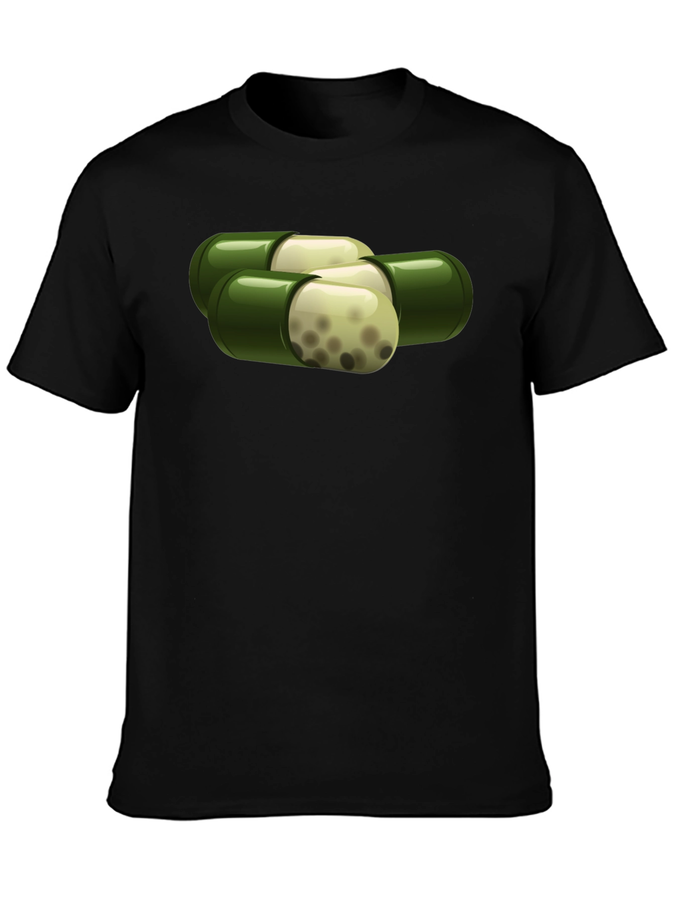 Black Capsule Graphic T-Shirt - Unique Pill Design view 3