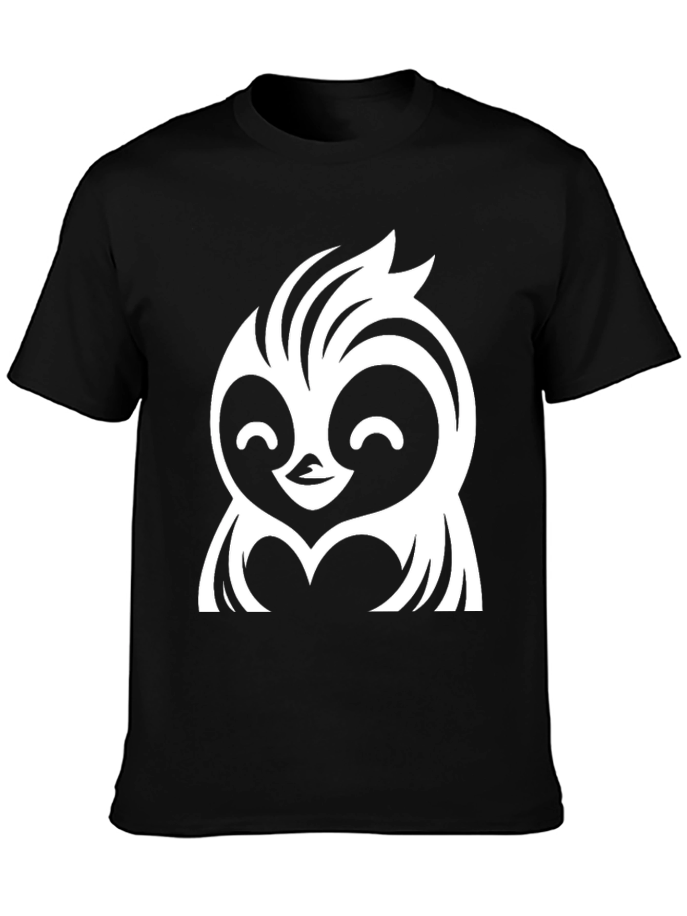 Black Cute Cartoon Owl Graphic Tee - Black Cotton view 3