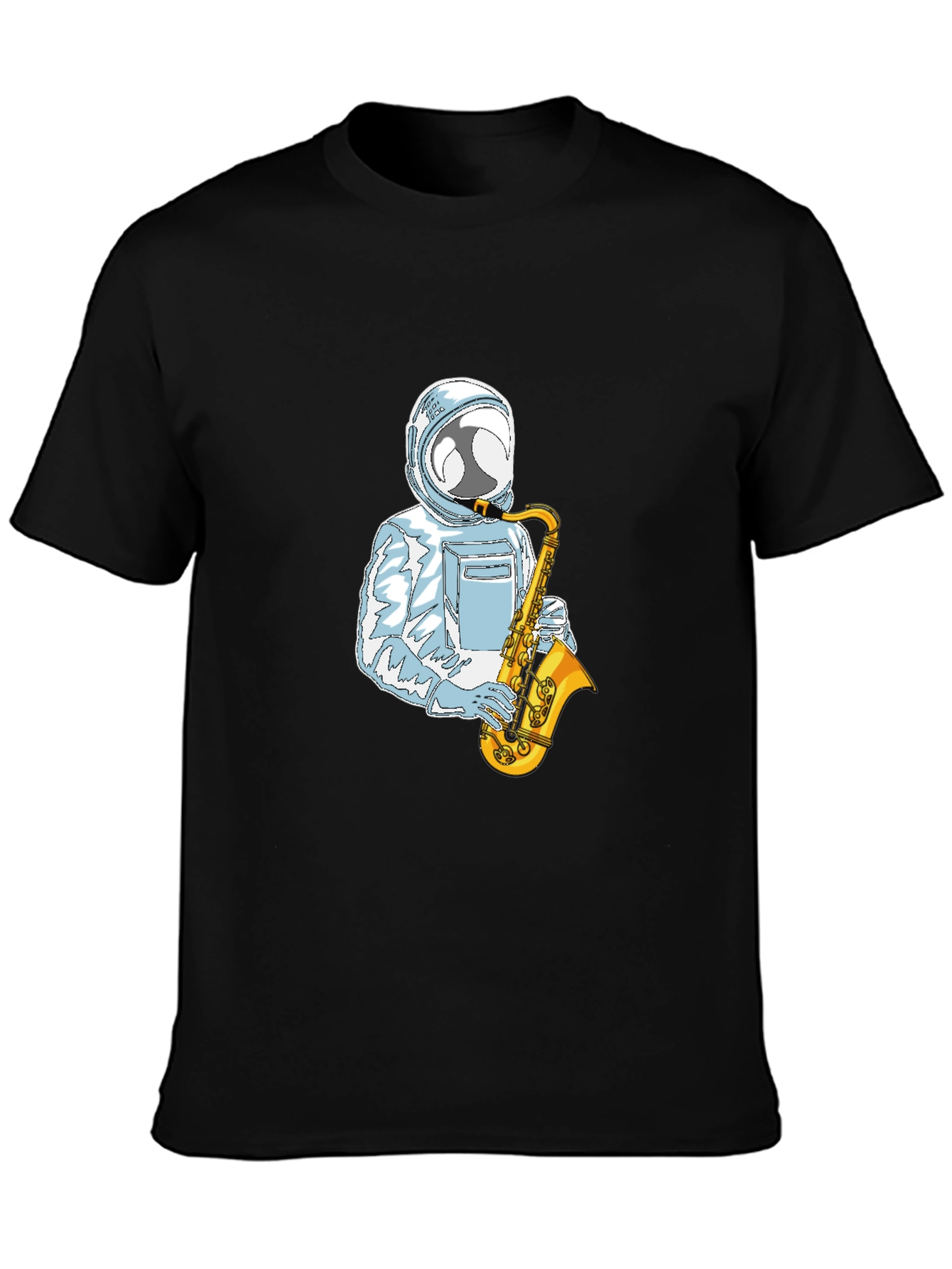 Black Astronaut Sax Player Graphic Tee - Cool & Unique view 3