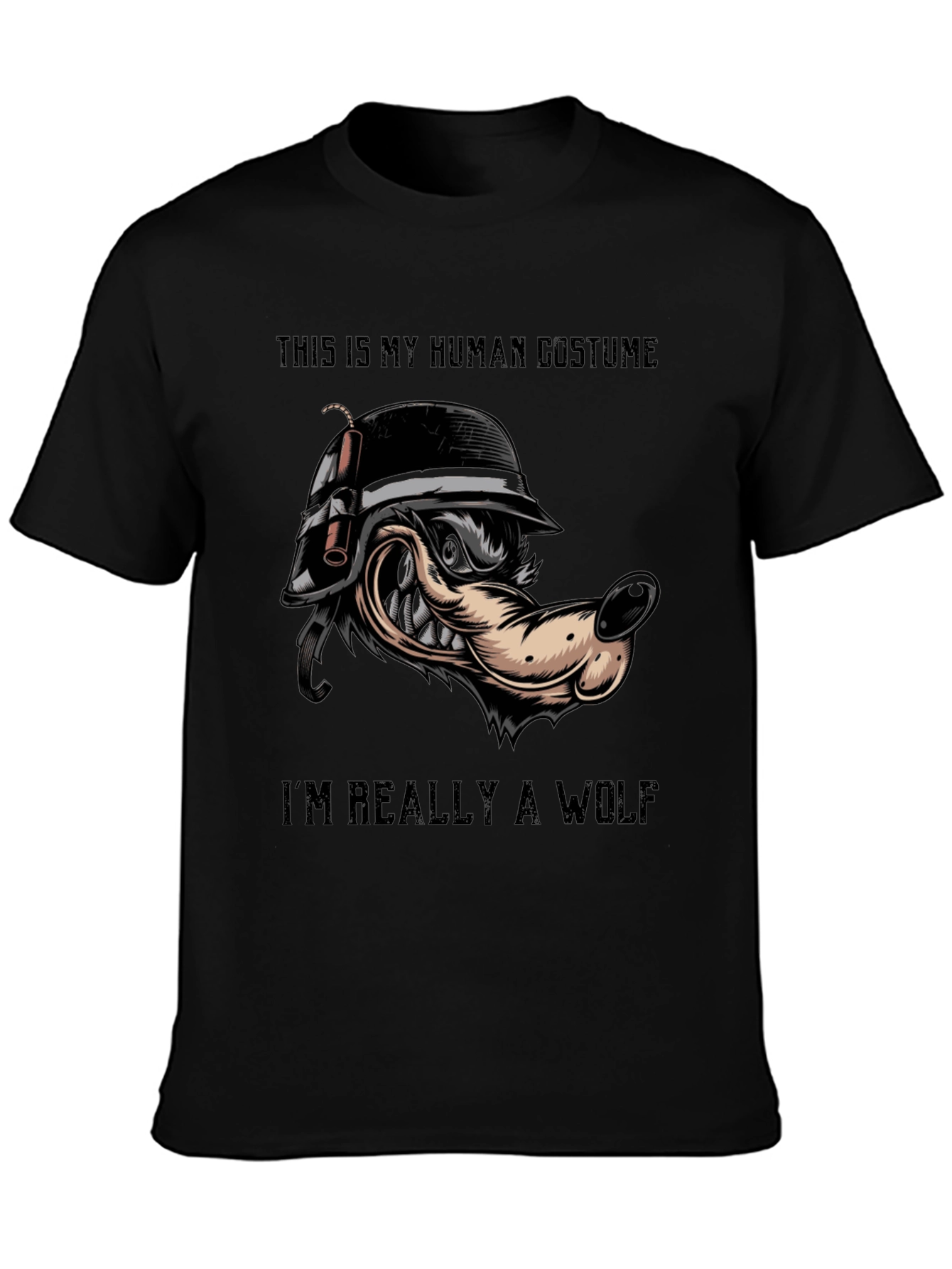 Black Human Costume Wolf T-Shirt view 3