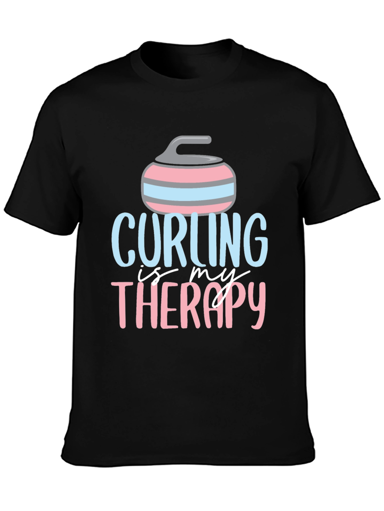 Black Curling Is My Therapy Graphic T-Shirt view 3