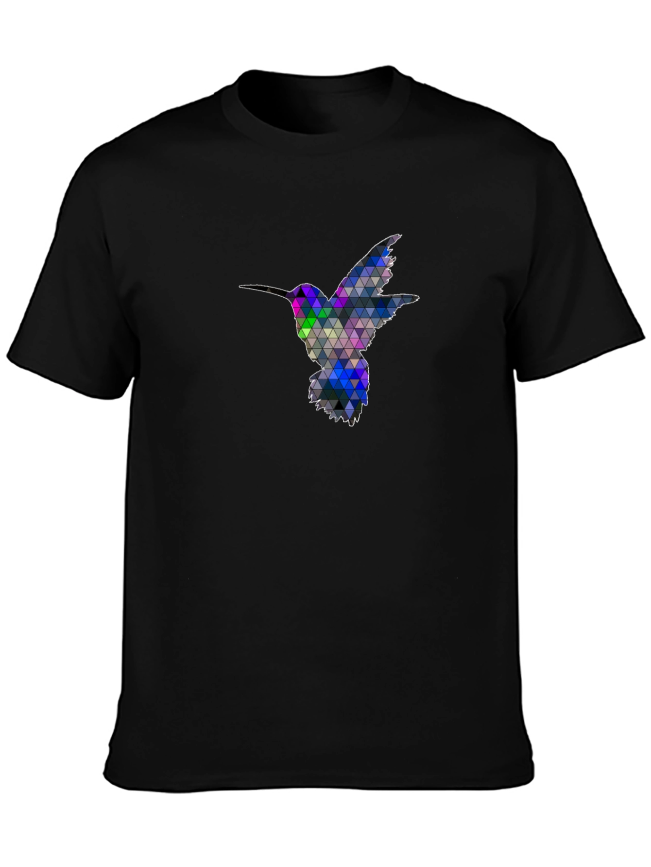 Black Geometric Hummingbird Graphic Tee - Black view 3