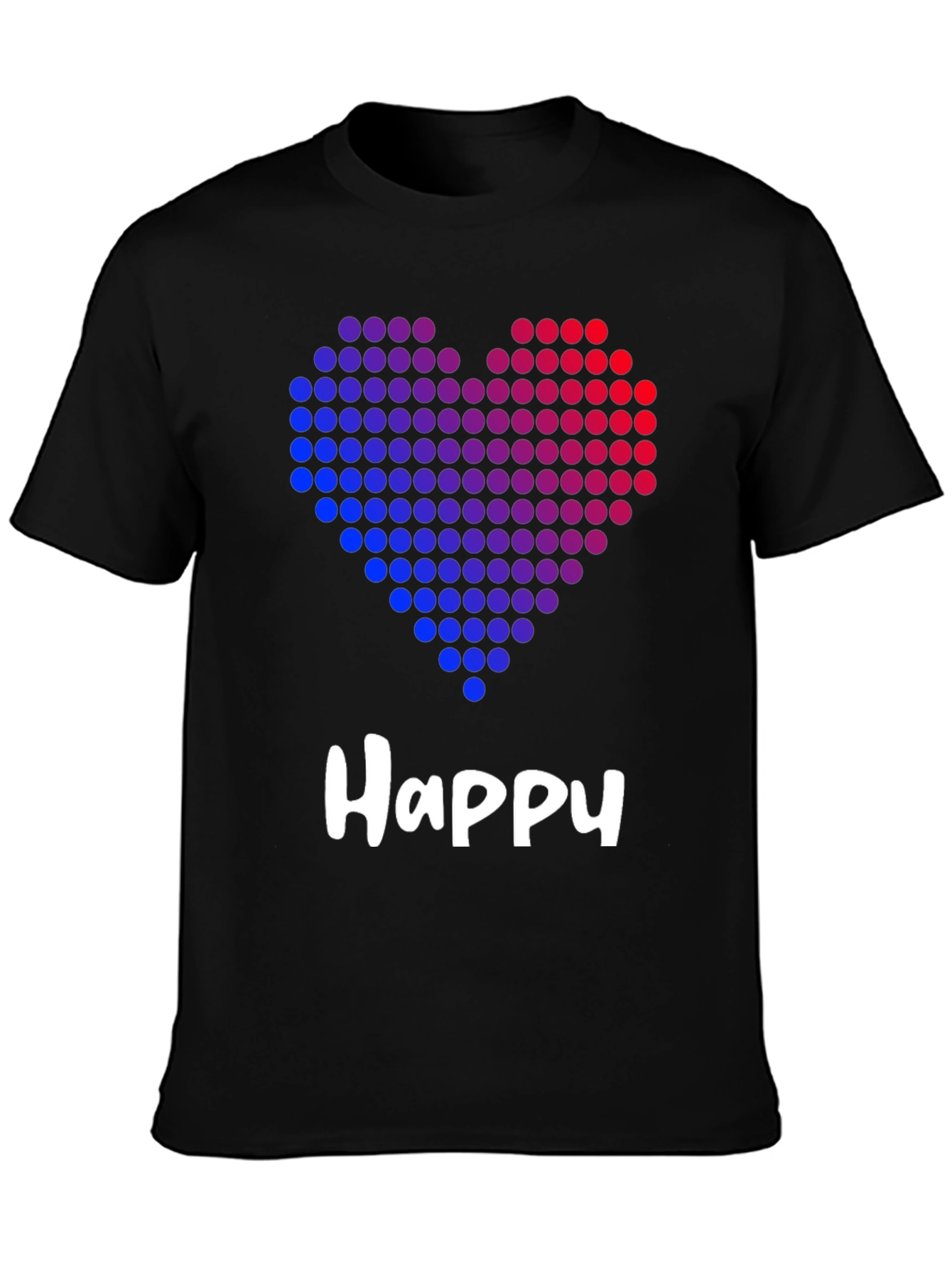 Black Happy Heart Graphic Black T-Shirt view 3