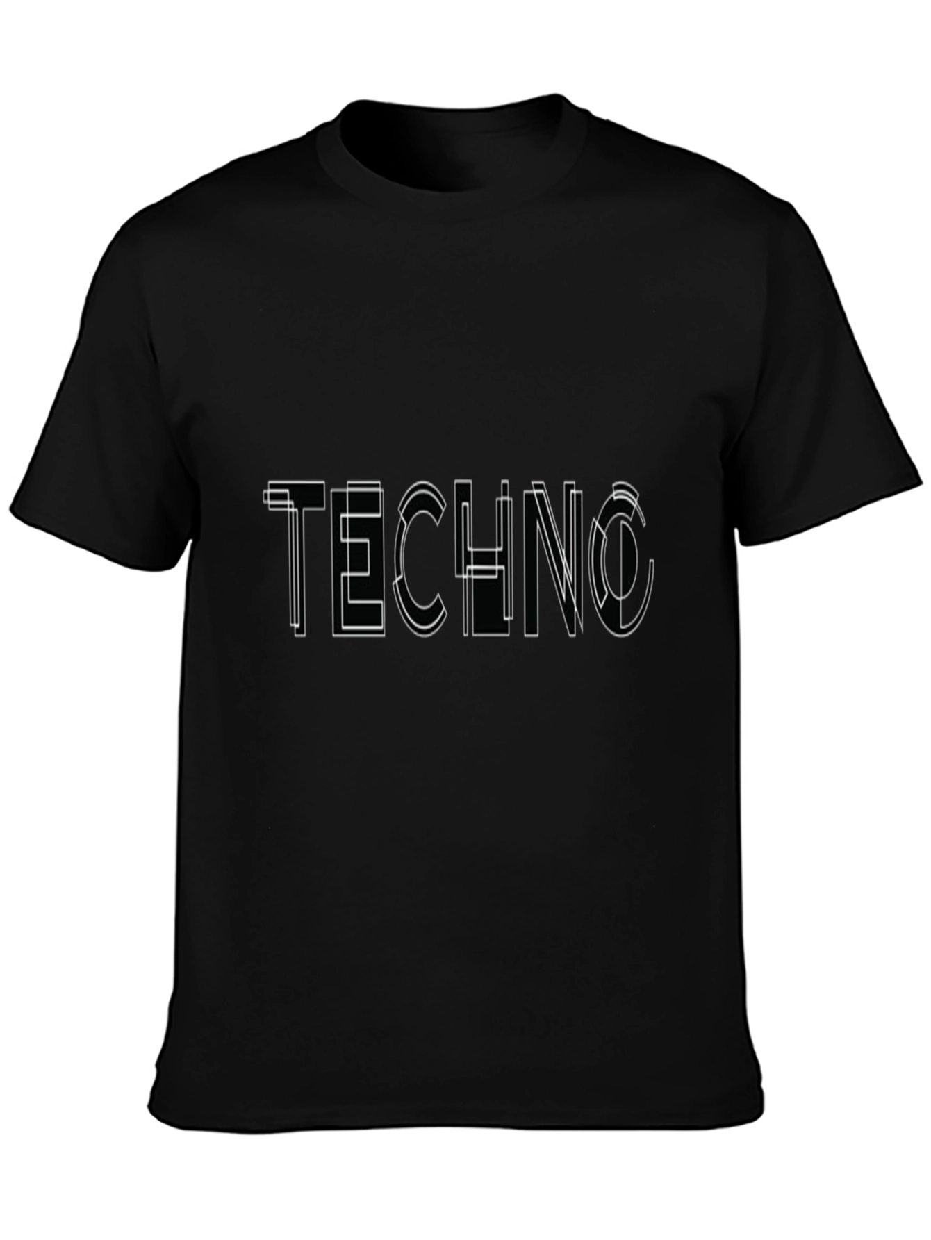 Black Techno Graphic Black T-Shirt view 3