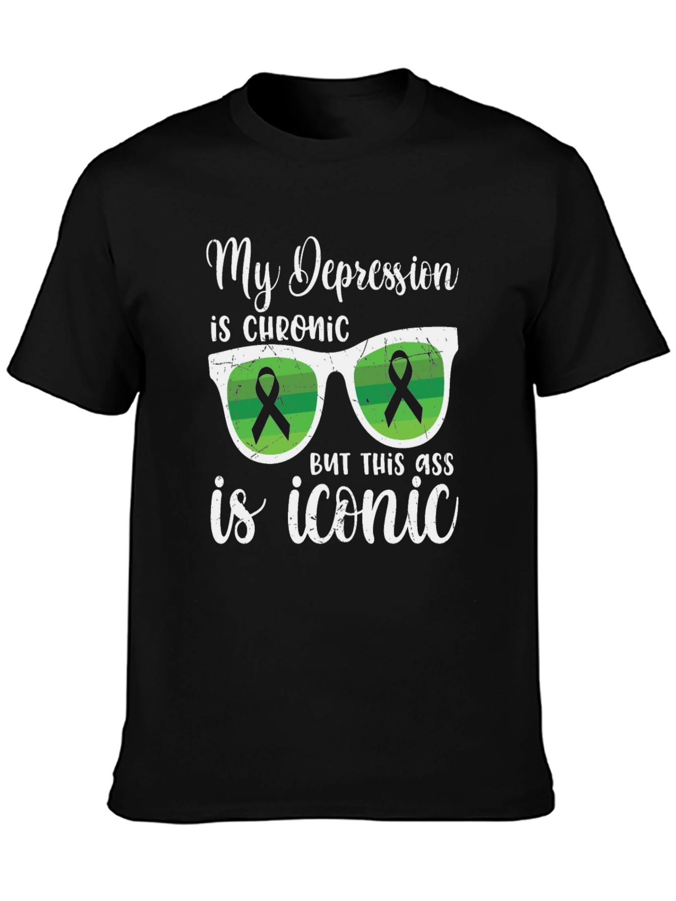 Black Chronic Depression Awareness T-Shirt view 3