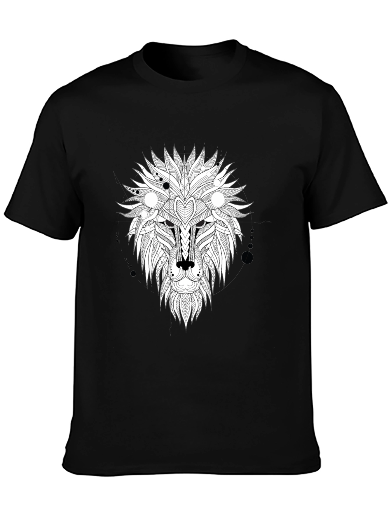 Black Abstract Lion Head Graphic Tee - Black view 3