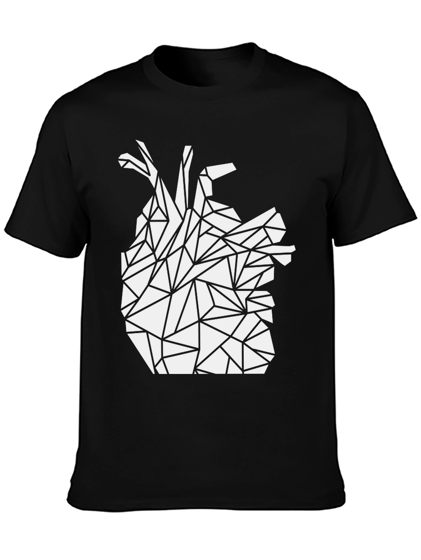 Black Geometric Heart Tee - Modern Graphic T-Shirt view 3