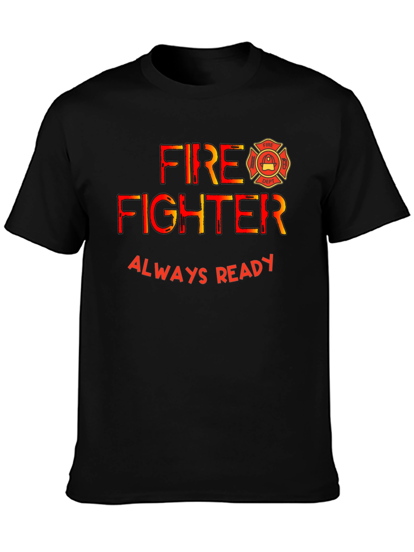 Black Firefighter Always Ready Black T-Shirt view 3