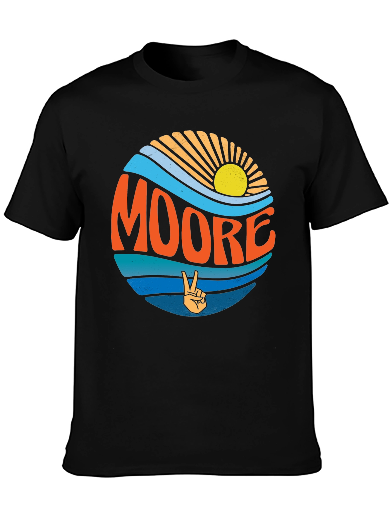 Black Retro Moore T-Shirt - Black Crew Neck Tee view 3