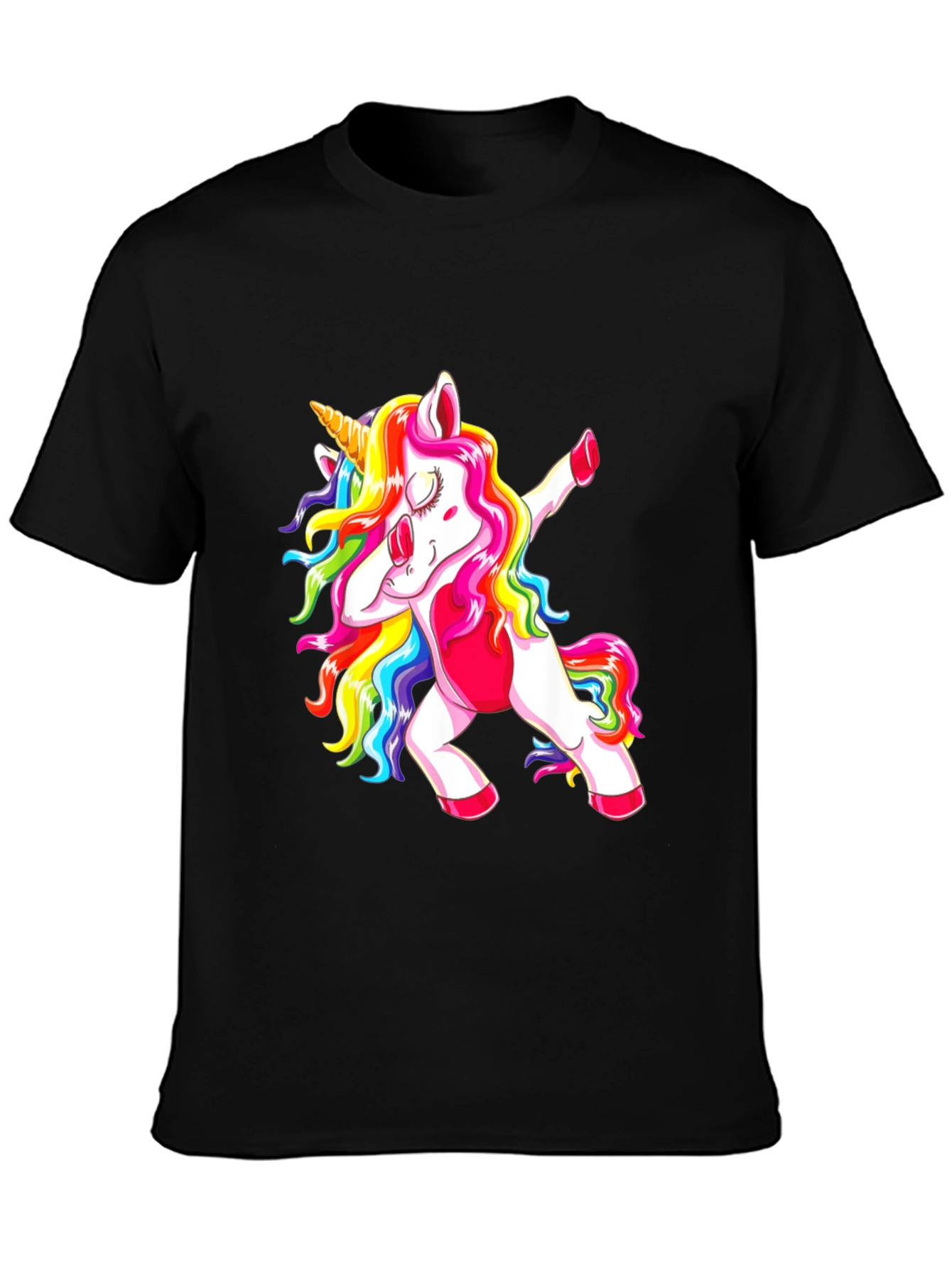 Black Dabbing Unicorn Graphic Tee view 3