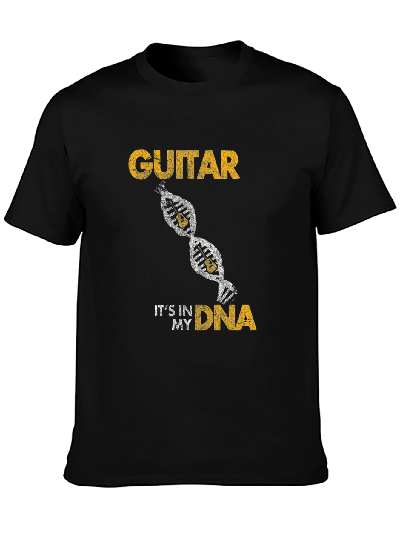 Black Guitar DNA Black T-Shirt Musician Gift view 3
