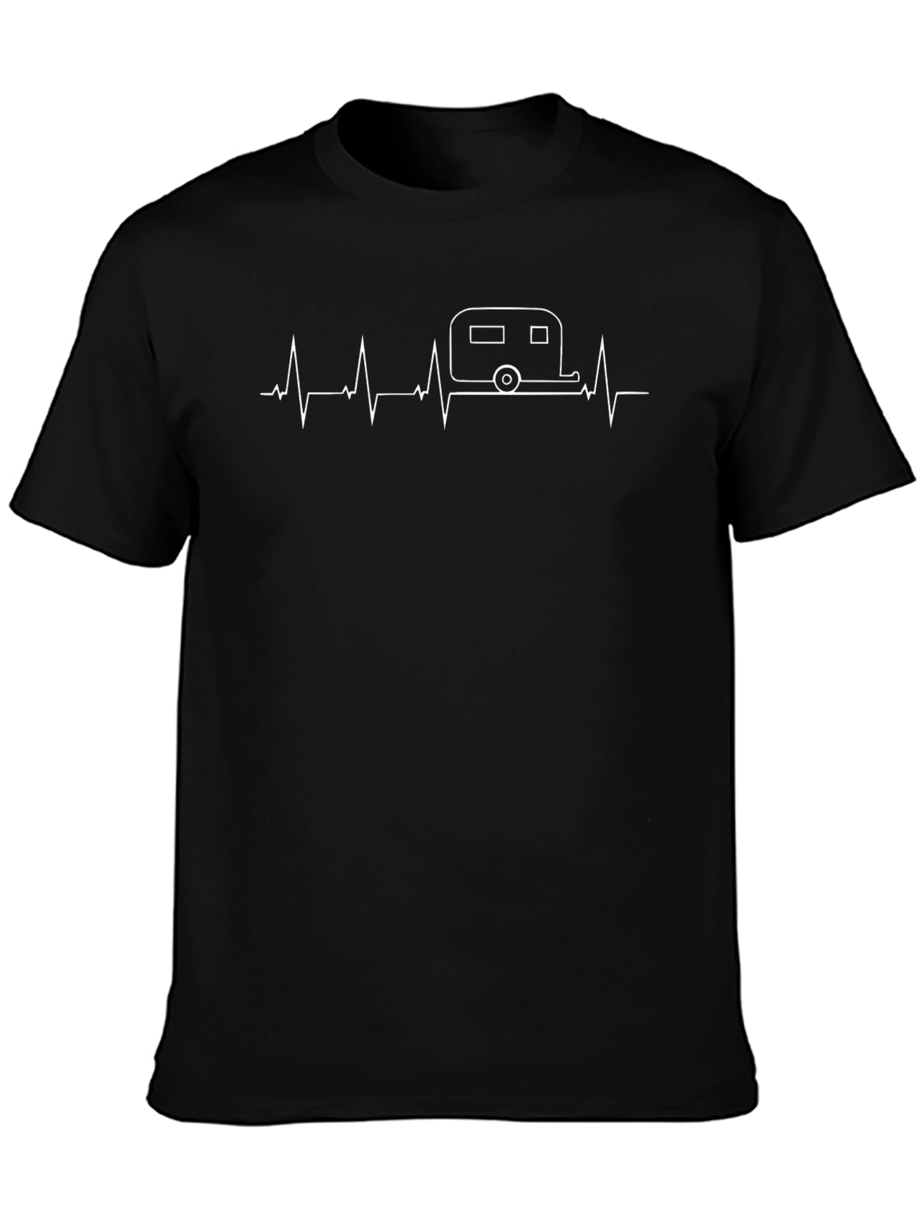 Black Camper Heartbeat T-Shirt - RV Life Camping Tee view 3