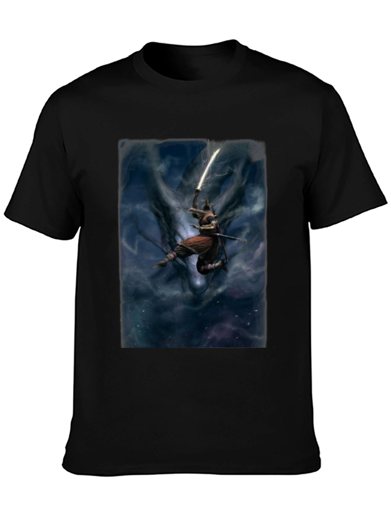 Black Black T-Shirt with Samurai Graphic view 3