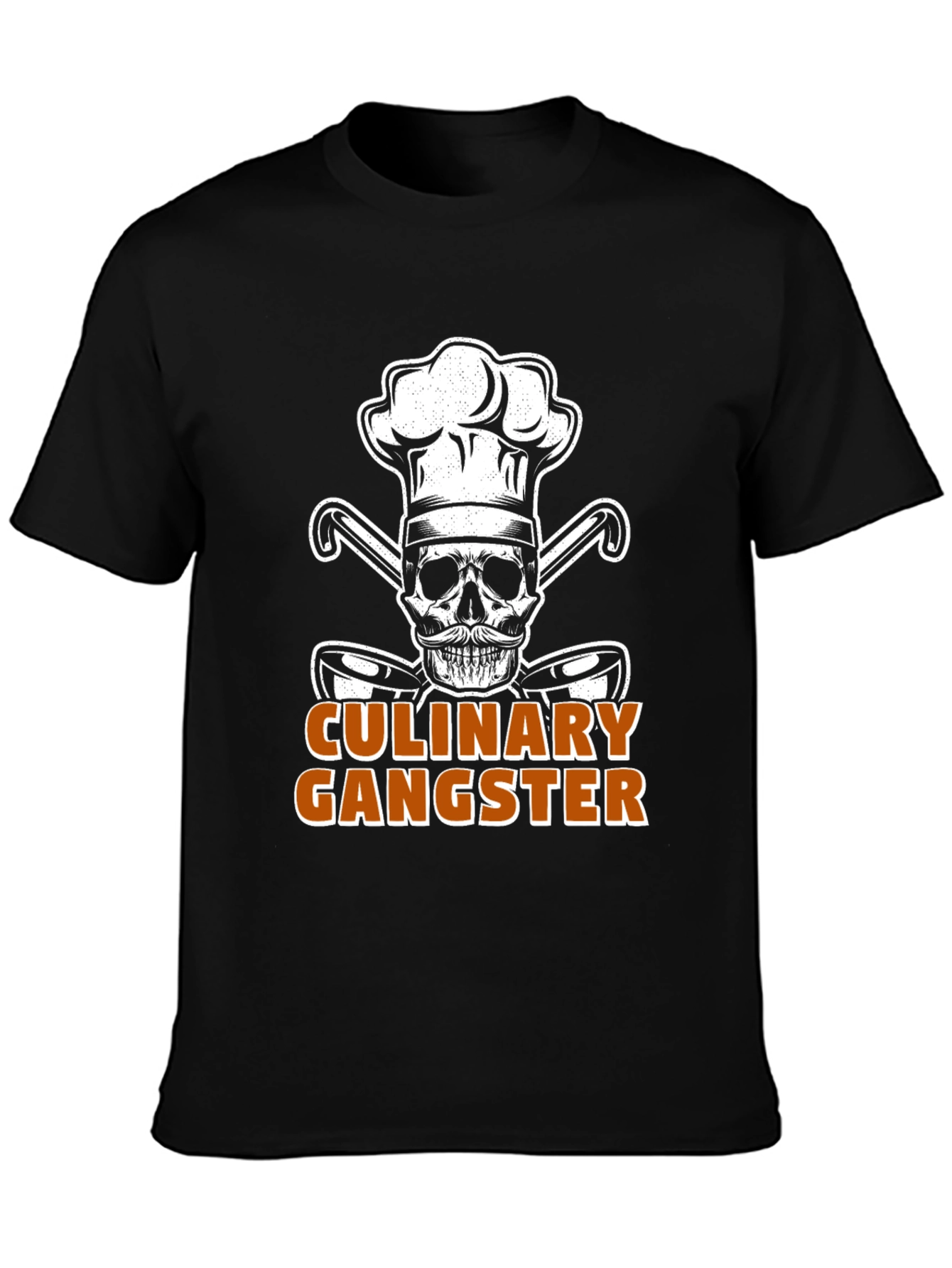 Black Culinary Gangster Chef Skull Graphic T-Shirt view 3