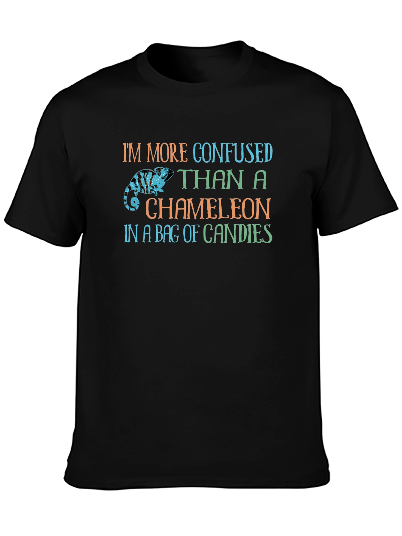 Black Confused Chameleon Graphic Tee view 3