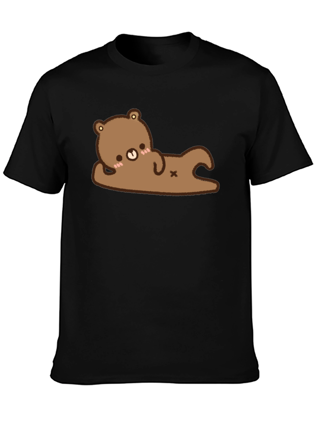 Black Cute Bear Graphic T-Shirt - Black Cotton Tee view 3