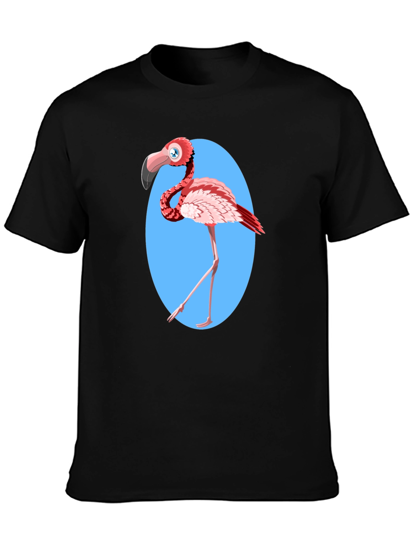 Black Cartoon Flamingo Graphic Tee - Fun Novelty Design view 3