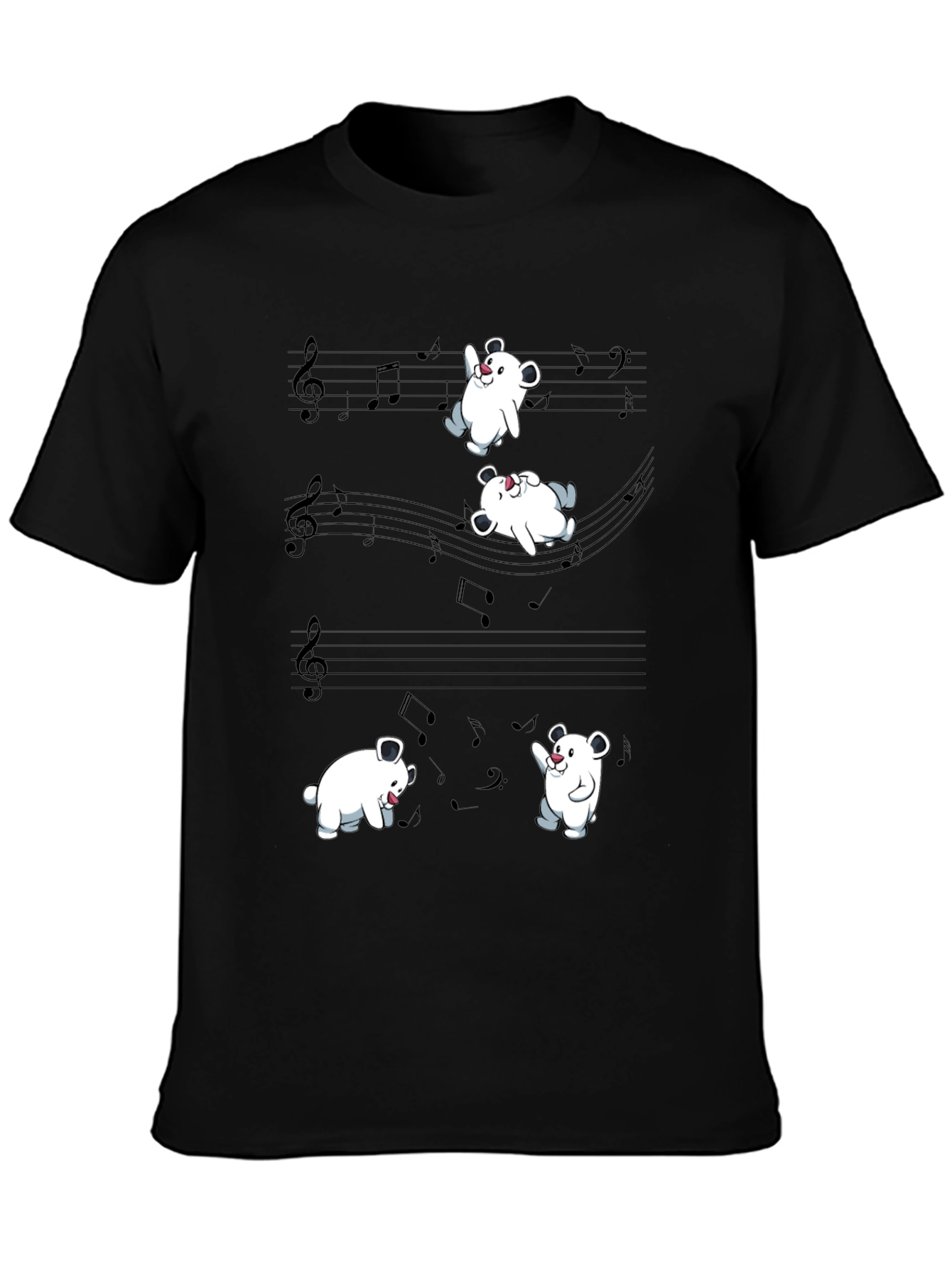 Black Musical Bear Graphic Black Tee Shirt view 3