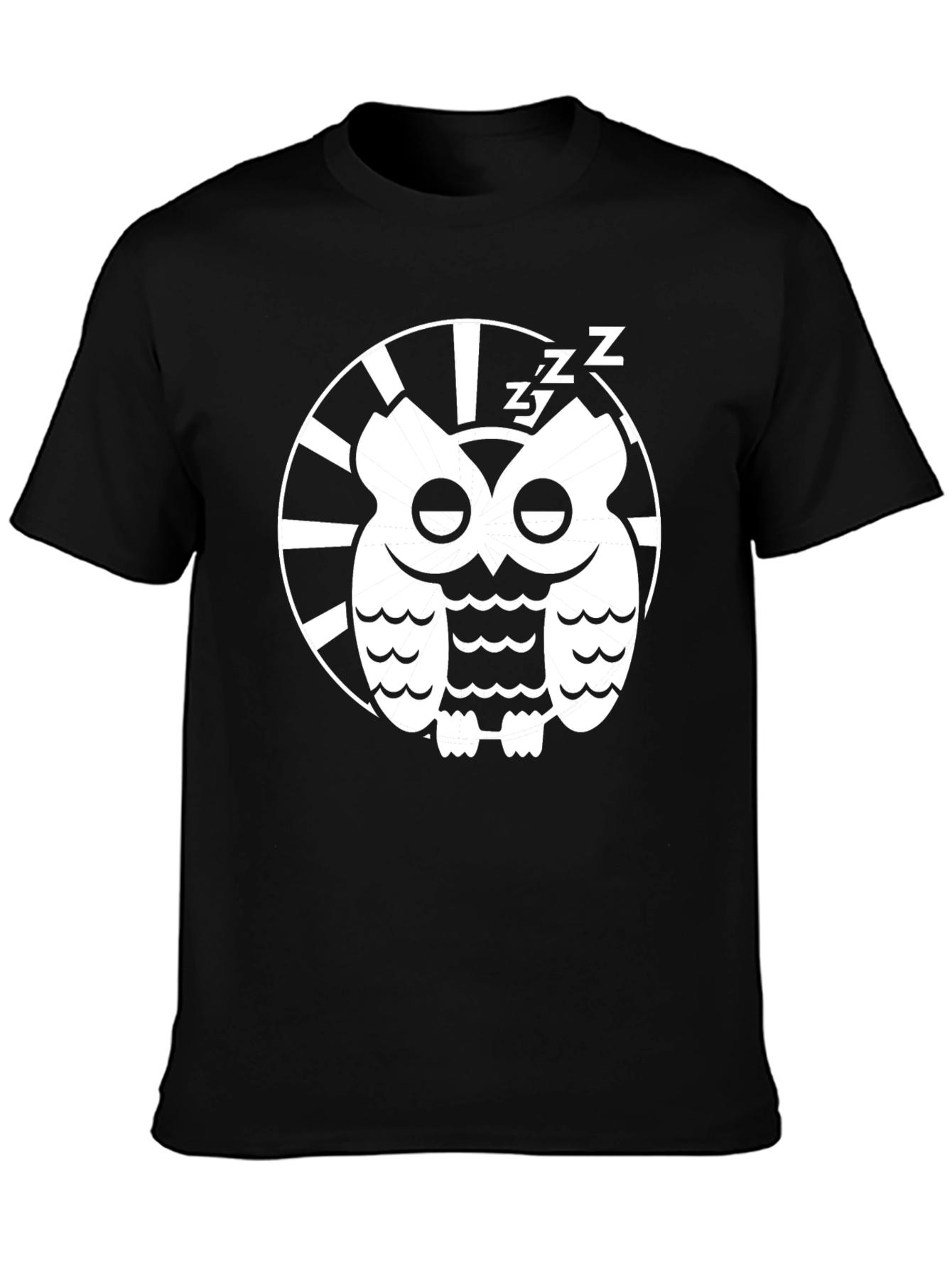 Black Sleepy Owl Graphic Tee - Black Cotton T-Shirt view 3