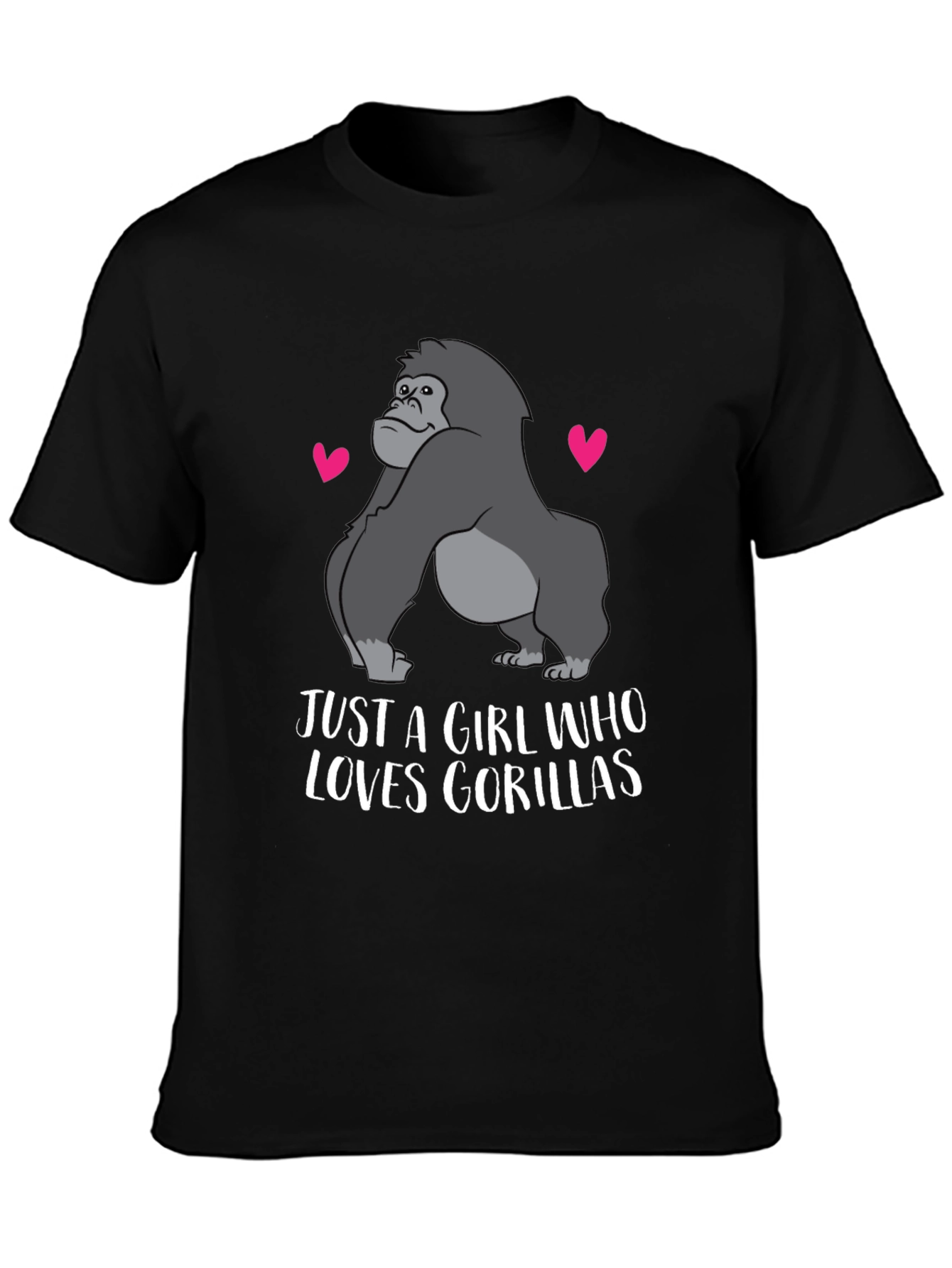 Black Just A Girl Who Loves Gorillas T-Shirt view 3