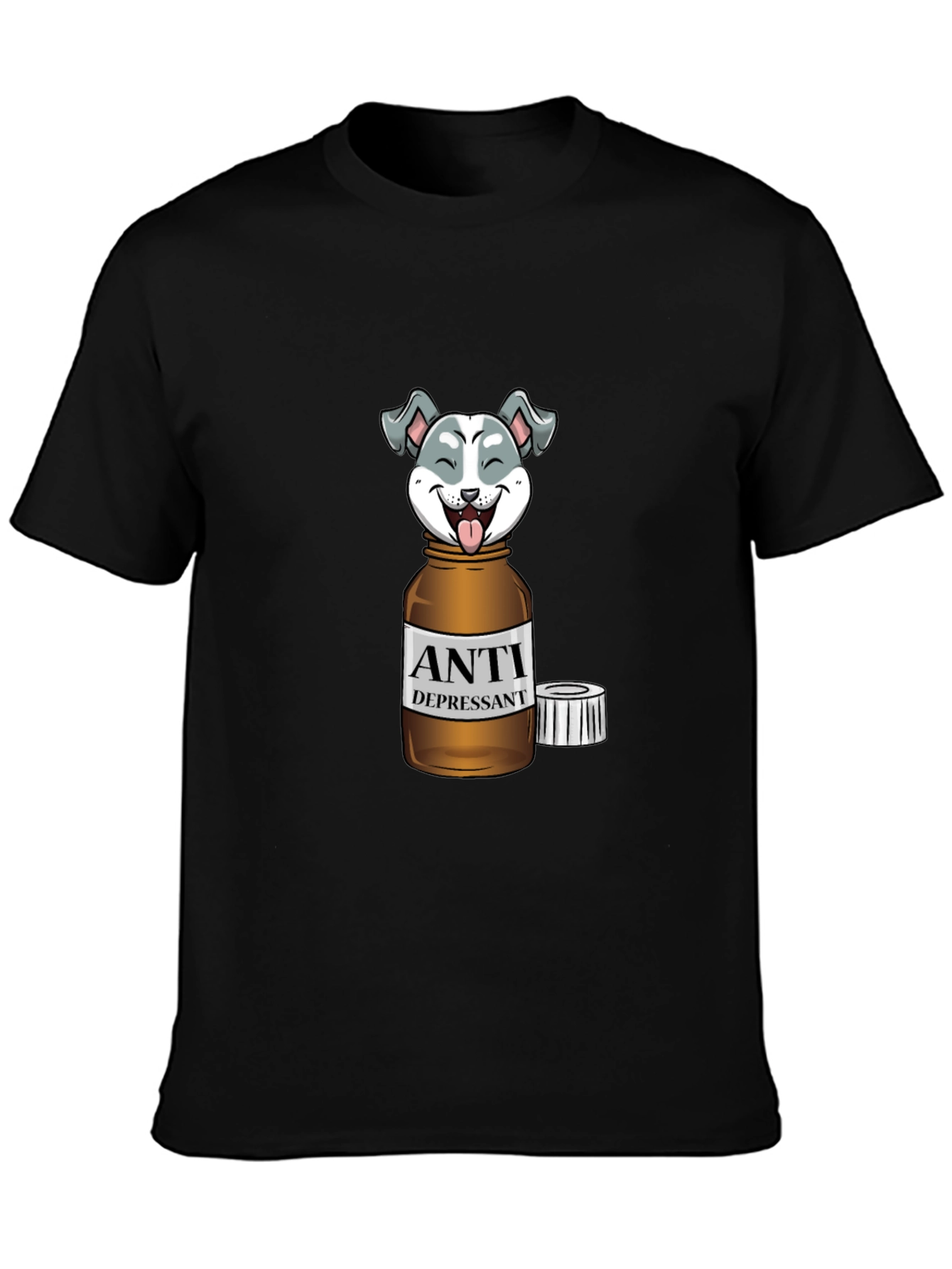Black Anti Depressant Dog T-Shirt view 3