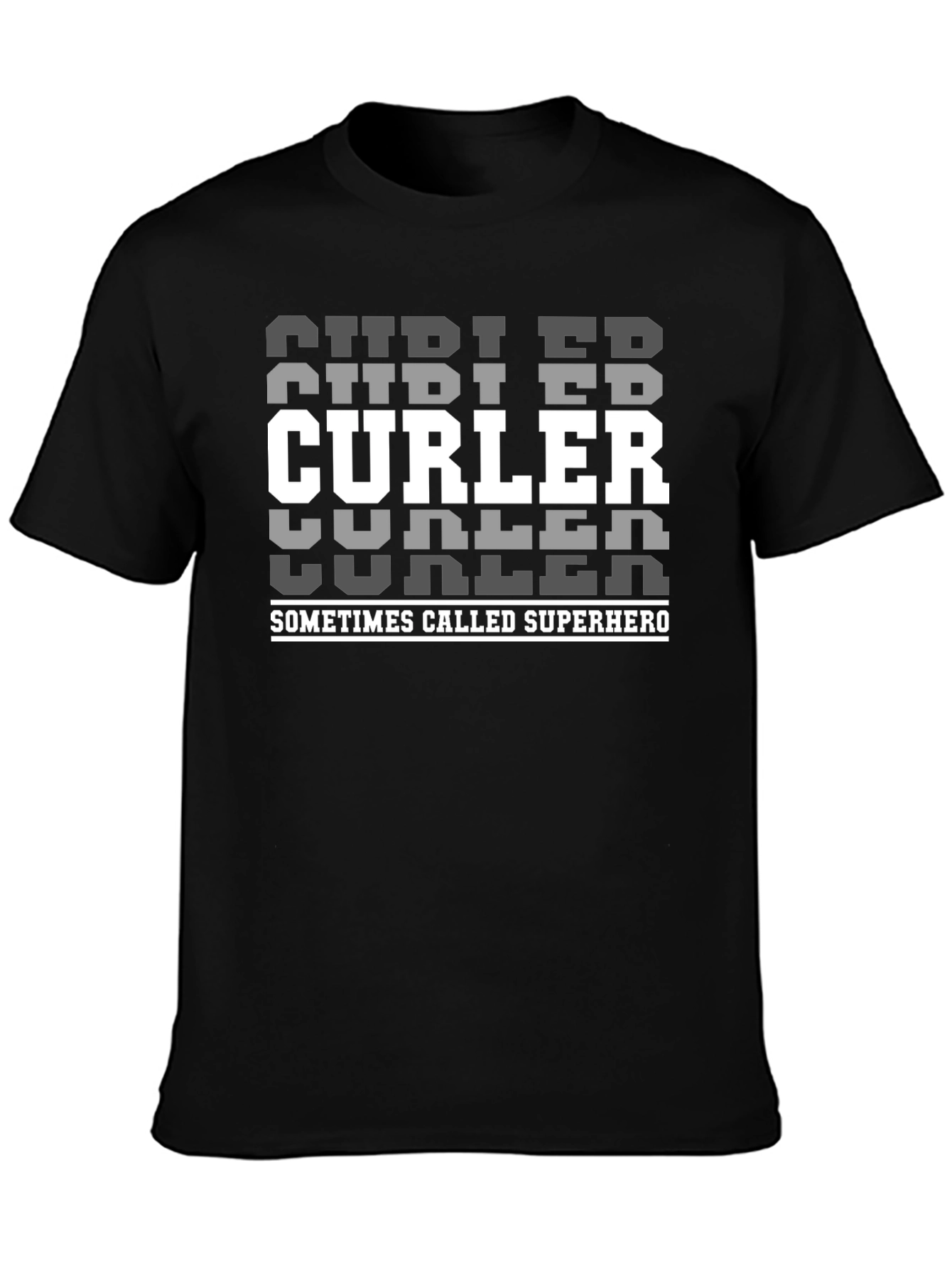 Black Curler Superhero T-Shirt | Black Crewneck Tee view 3