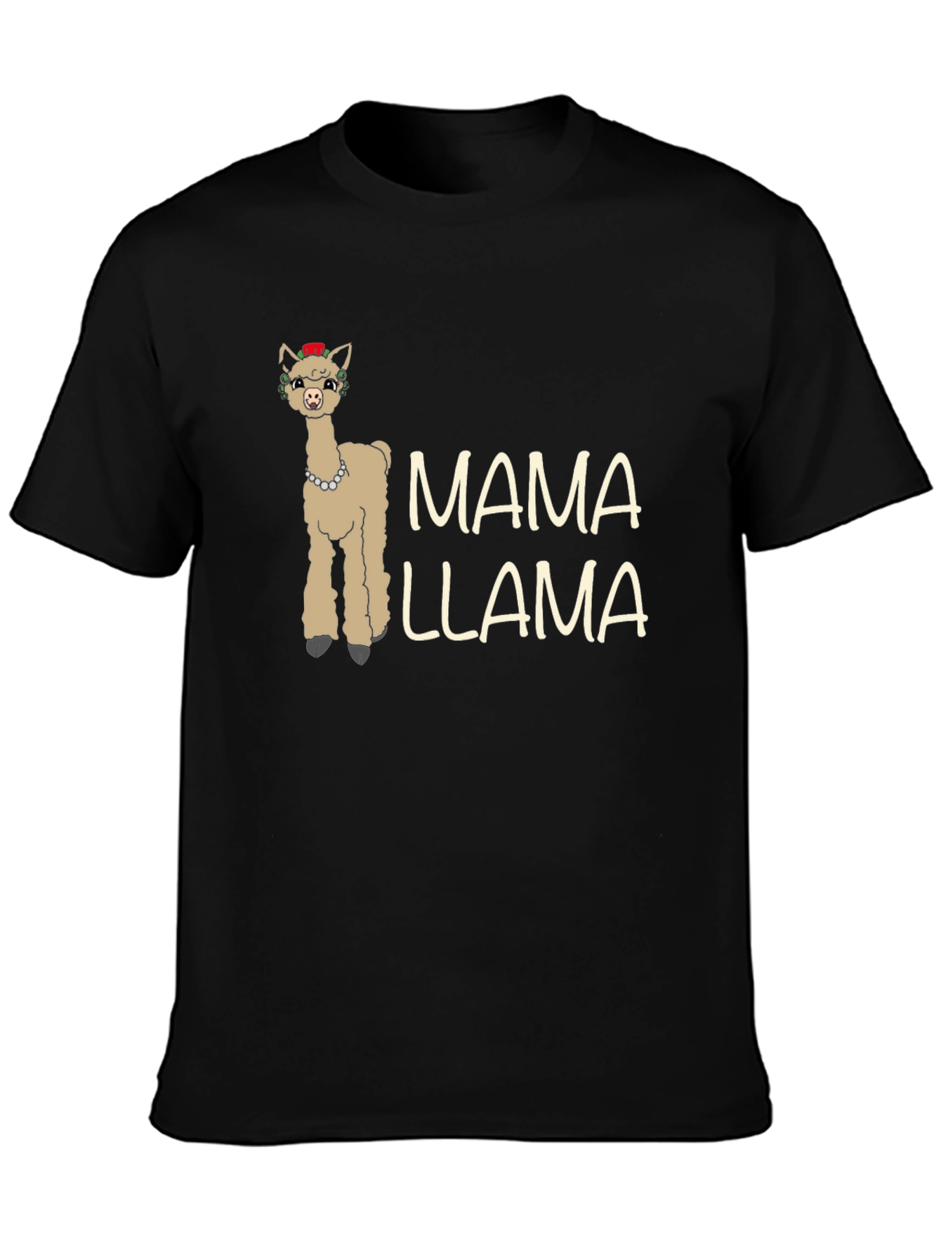 Black Mama Llama Graphic Tee - Novelty Animal T-Shirt view 3