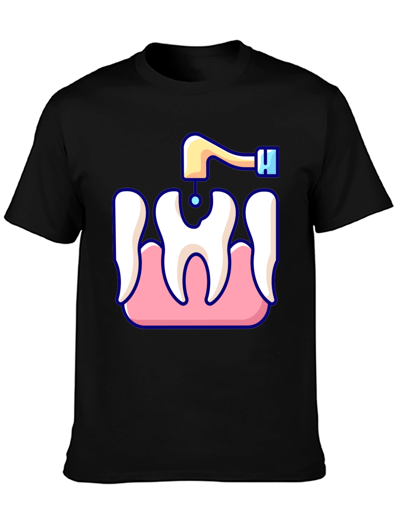 Black Dentist Tool T-Shirt - Funny Tooth Care Graphic Tee view 3