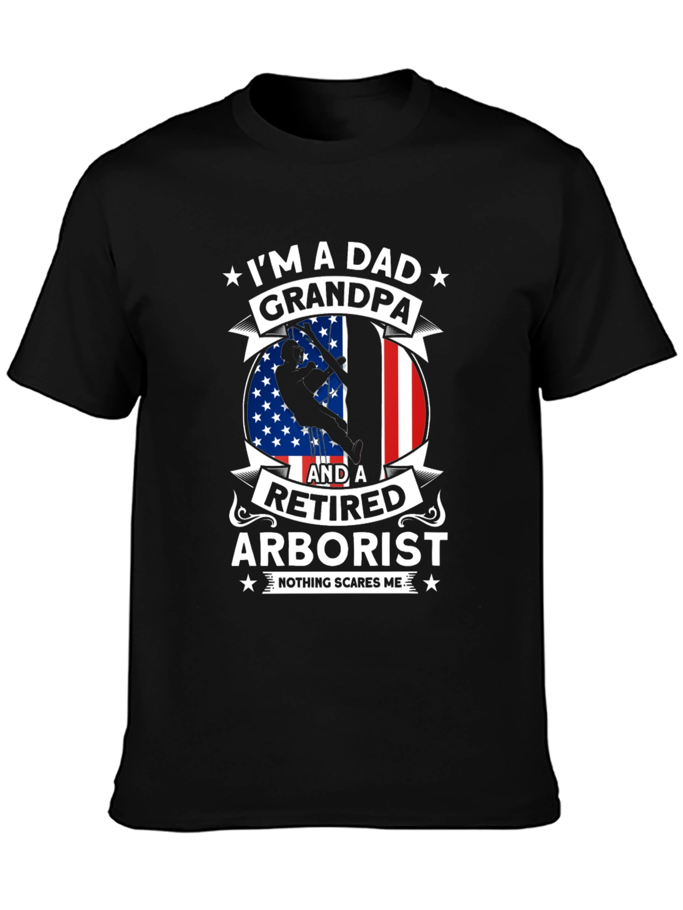 Black Retired Arborist Dad Grandpa T-Shirt view 3