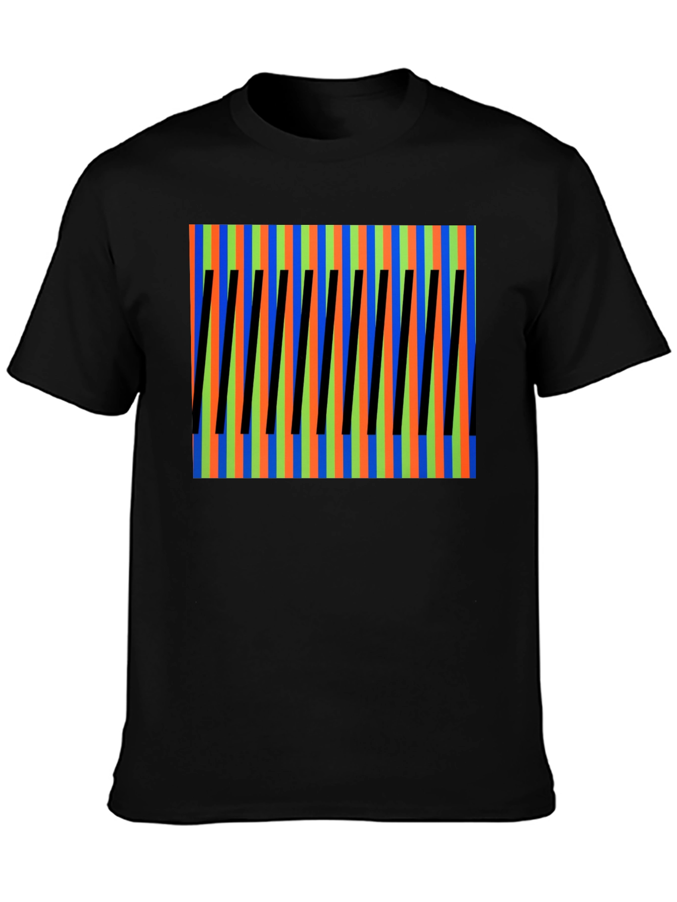 Black Abstract Pattern Tee - Bold Colors, Unique Design view 3